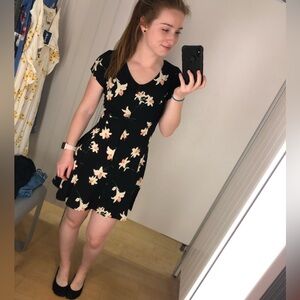 Band of Gypsies Black Floral Button Up Dress